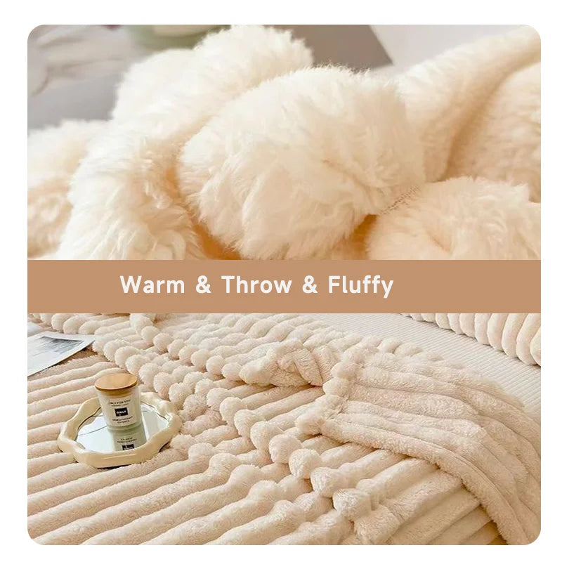 Cozy Striped Plush Throw Blanket