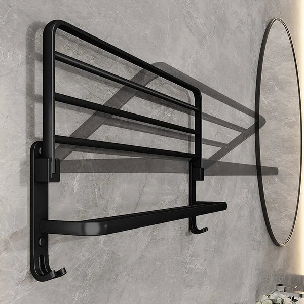 Matte Black Foldaway Towel Rack